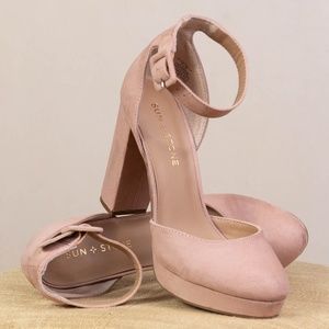 Sun + Stone Pale Pink Block Heel Pumps Size 7.5